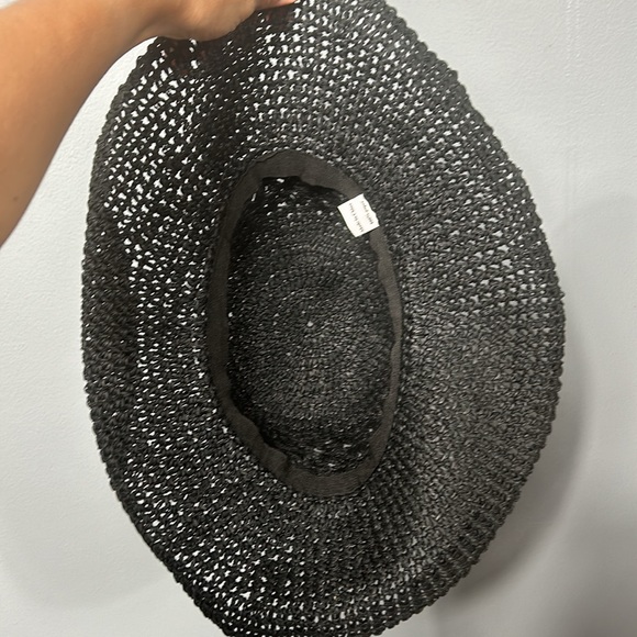 4.5 Inch Flat Brim Fancy Straw Hat - Black - Picture 7 of 9